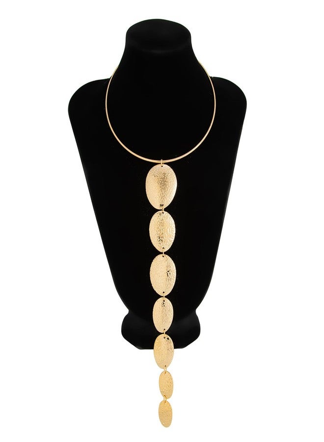 WFik Vintage Long Tassel Chest Chain Necklace Metal Adjustable Open Round Collar Chain Necklace Summer Beach Clavicle Chain Neck Body Jewelry for Women (Gold) - Image 3